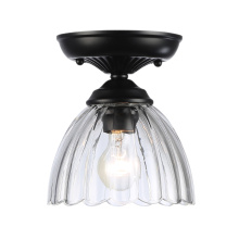 Golden Canada 6952-SF7 BLK-CLR - Golden Lighting Audra 1-light 7in Semi-Flush Mount in Matte Black